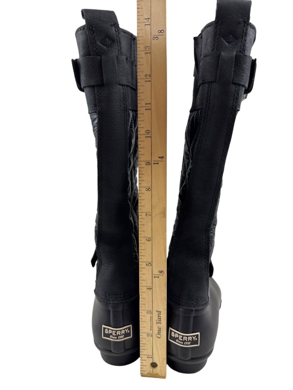 Sperry Saltwater Tall Women's 6 Black Quilted Buckle Duck Boots Waterproof NWOB - Picture 6 of 10